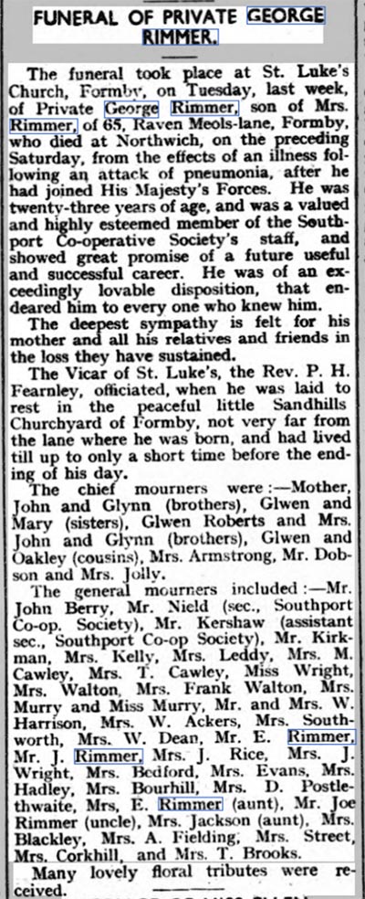 Press report of George's funeral
